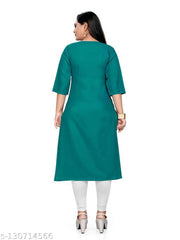 Women's Embroidered Plus Size Cotton Kurta ( Pack of 2 )