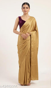 Cotton silk Gold Saree With blouse