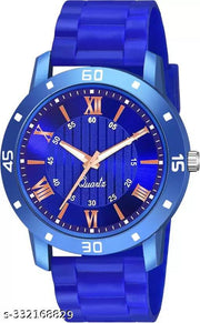 BEST Quality Best Price Roman Blue Dial Stylish Causal  Blue PU Strap Watch For Boys And men Watch With Bracelate