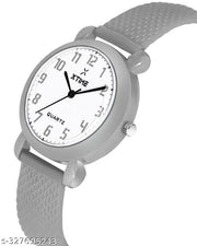 XTIME Analogue Watch Round White Dial & Grey Resin Strap for Boys & Girls