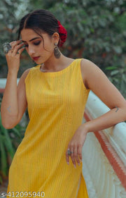 Indian Yellow Sleeveless Kurta