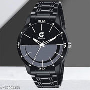 Black Stainless Steel Chain Analog Watch - For Men