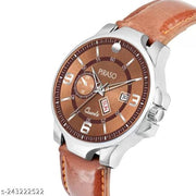 ANALOG DAY AND DATE WORKING DISPLAY BROWN DIAL&BROWN STRAP WATCH FOR MEN
