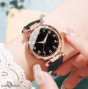 Starry Sky Numeral Dial Watch for Daily Life Stylish Women Watches Embossed Designer Round Dial Professional Leather Belt Watches for Women Watches for Girls Analog Watches for Ladies Watches Wrist Watches Leather Belt Watches for Women Pack of 1