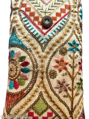 Ethnic Embroidered mobile pouch with waist clip for women/girls  - Multicolour