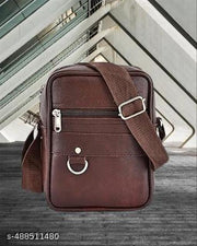 ZOVIRA Faux Leather/Leatherette Sling Cross Body Travel Office Nylon Padded Cross Body Messenger Sling Bag Travel Office One Side Shoulder Bag For Men Women Messenger Bag  Brown  Pack 1