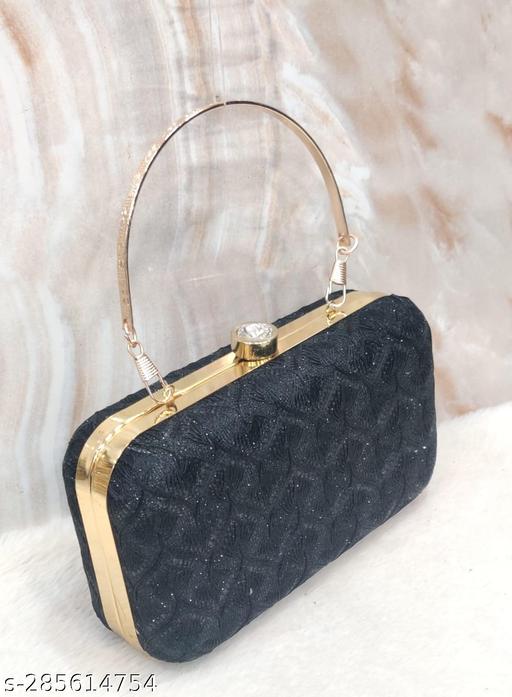 Party Clutch for Women Trendy Black Color Box Clutch with Handle Dulhan purse Bridal Clutch