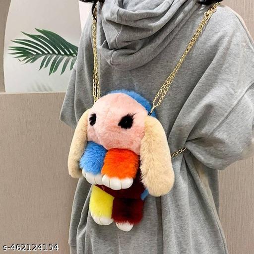 Colorful Plush Mixed Color Crossbody Shoulder Rabbit Bag Cute Girl Imitation Rex Rabbit Fur Messenger Bag Cute Bag For Girls