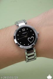 BUY 1 GET 1 FREE-Best Quality Ethnic Silver Metal Chain Belt Analog Watches for Women with Gorgeous Diamond Cosmic Bracelet for Girls