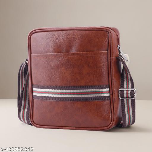 Stylish PU Synthetic Leather Men's Sling Bag Cross Body Travel Office Business messenger
