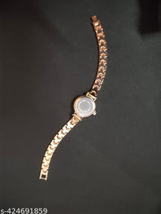 SJE Premium mini Analog watch for ladies stone design rose gold