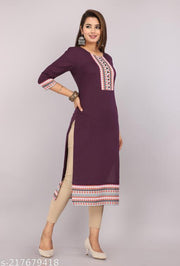 Rayon Sleeve pom pom kurti for women