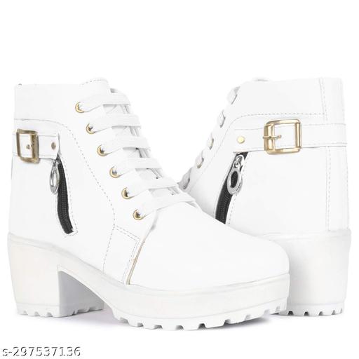 Krishan Enterprises Women's Boots | Synthetic Leather,Stylish, Trendy, Comfortable, Zipper & Lace Up Boots for Women's & Girls Casual, Outdoor and Holiday Outings