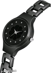 Fancy Flower Design Metal Chain Analog Watch For Womens & Girls