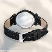 Atix ALPHABET "M" New Arrival Classic Analog Wrist Watch - Stylish Black Dial with Black Leather Strap for Women & Girls| Pack of 1 | ALPHA-M-GEN-BK-BLK-CUTL