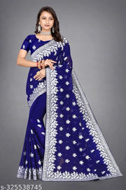Heavy Silver Embroidery Work With Full Silver Stone Work Beautifull Saree