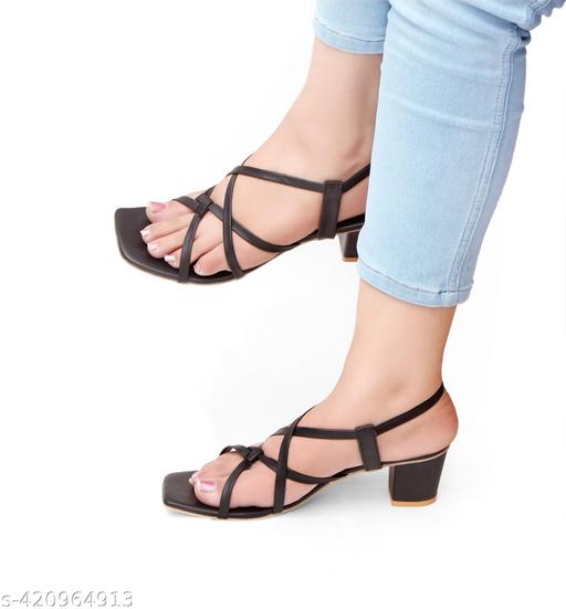Women Stylish Ankle Slip On Block Heel Sandal Trendy Party & daily use Heels Fashion Sandals