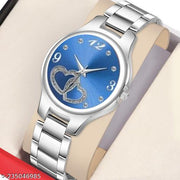 Yolako Blue Double Heart Dial Metal Silver Belt Girls watch