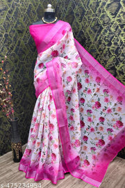 Women'S COTTON LILAN DIGITAL PRINT SAREE