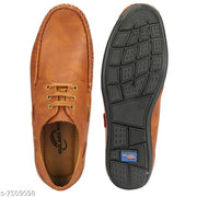 Brown Solid Loafers For Men