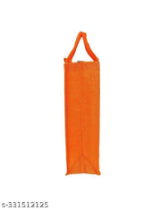 Printed Eco-Friendly Tribal Canvas Print Jute Bag/Shopping Bag/Grocery Bag with Zip Closure (orange), Pack of 3