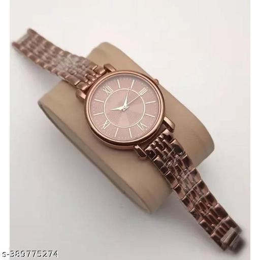 Premium Quality Ethnic Partywear Soild Designer Royal Round Case Dial Metal Belt Analog Watches for Women