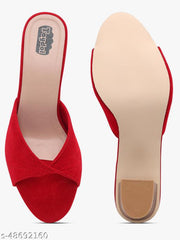 Taydol Women Fancy slip-on Block medium Heel Red velvet woven design pvc sole open toe Sandal (33)