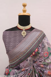 COTTON LILAN DIGITAL PRINTED SAREE