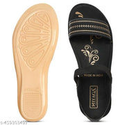 Hiyaga Red and Black Sandals for Women and Girls Pack of 2