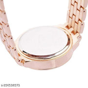 MKR Store New Golden Stone Studded Wrist Watch For Men & Women Analog Watches STYLISH AND TRENDY ANALOG WATCH FOR GIRLS AND WOMEN WATCH BEAUTIFUL GIRLS WATCH BIRTHDAY GIFT WATCH New Women Rose Gold Metal Analog Watch