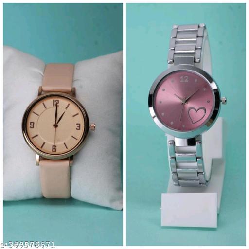 Buy 1 Get 1 Free- Most Selling Trendy Heart Designer Dial Metal Chain Belt Analog Watches for Women Watches for Girls Watches for Ladies Watches