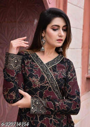 Polyster/Crepe fabric-JAIPURI ANARKALI KURTI