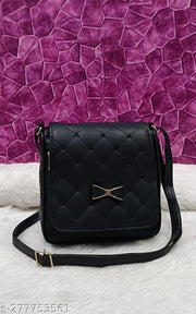 Attractive trendy women Black PU sling bags/Full hand work bag/sling bag for women/party wear bag for women/long bag for women/wedding bag for women/Small sling bags/Premium PU leather sling bags for women