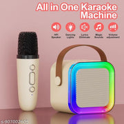 Portable Bluetooth Speaker with Wireless Microphone | RGB LED Light Speaker | Karaoke Mic Combo | Rechargeable Party Speaker