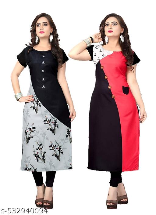 Women's and Girls Digital Print Crepe Aline Straight kurti new arrival