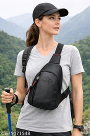 MOUNTER Vegan Leather Water Resistant Chest Bag for Men & Women | Chest Sling & Running Bag | Lightweight Crossbody Travel Fanny Pack for Gym, Jogging, Cycling & Daily Use
