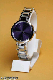 Attractive Textured Designer Silver Thorns Fitted Stainless Steel Belt Anlaog Women Watches