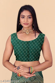 Women's Cotton Cambric Bandhani Printed Saree with Unstitched Blouse Piece