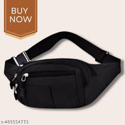 Zerrish Black Waist Bag for Men – Stylish Unisex Kamar Pouch, Crossbody Sling, Travel & Sports Utility Belt Bag