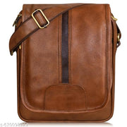 LOREM Tan Stylish Faux Leather Cross  Sling Bag For Men SL04