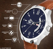 Day and Date Functioning Leather Strap Quartz Analog Watch for Boys/Men  - Best Gift Item for Boys/Men
