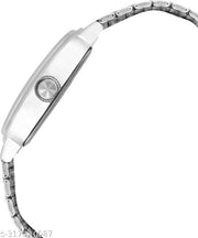 Jainx Square Silver Dial Steel Chain Analog Watch For Men