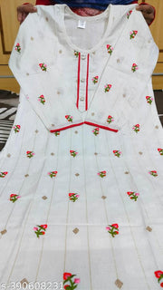 White Kurti Floral Print For Women | Cotton Kurti For Summer Wear | Embroidery Kurti for Women | Women Kurti | Soft Fabric | Summer Wear Kurti