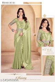 PURE SATIN FABRIC SAREE WITH BELT