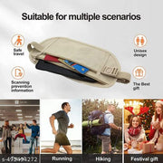 Secure Travel Money Belt, Anti-Theft Passport Holder Travel Wallet for Men Women, Hidden Under Clothes Belt Wallet, Security Travel Pouch, Waterproof Waist Bumbag for Money(Multi Color)