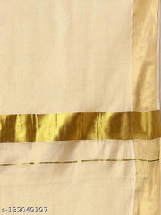 Texation Kerala Tissue kasavu cotton saree (Cream)