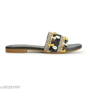 BAMBAM Women's Elegant Embroidered Woven Strap Flat Sandals | Fashionable Tassel Detail Comfort Wear Footwear for Casual & Travel Use