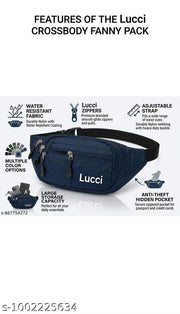 LUCCI Fanny Pack Waist Packs for Men Women, Waist Bag Hip Pack for Travel Hiking Running Outdoor Sports -Blue