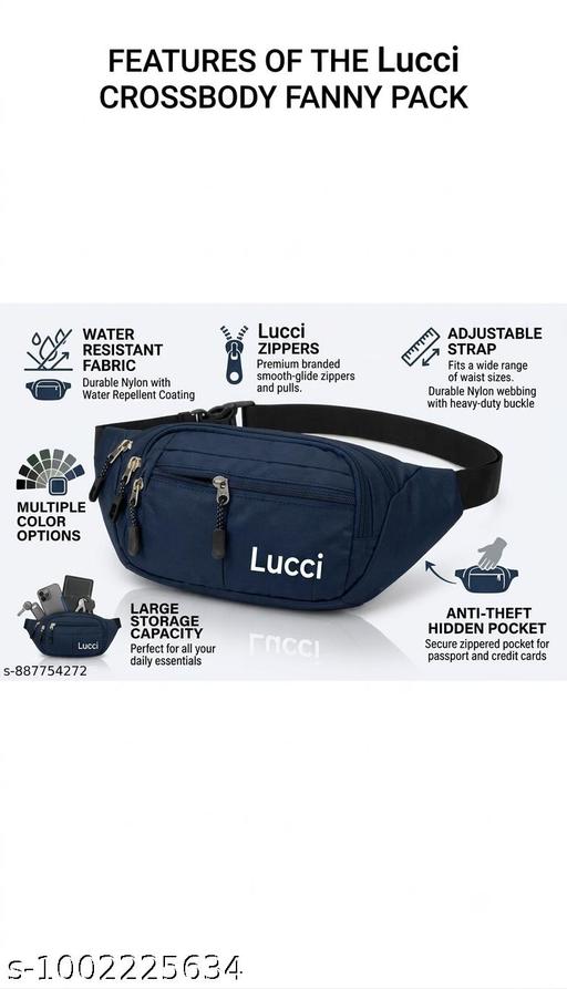 LUCCI Fanny Pack Waist Packs for Men Women, Waist Bag Hip Pack for Travel Hiking Running Outdoor Sports -Blue