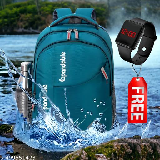Stylish 35L Waterproof Laptop Backpack for Men & Women - Office, School, college, with free LED watch